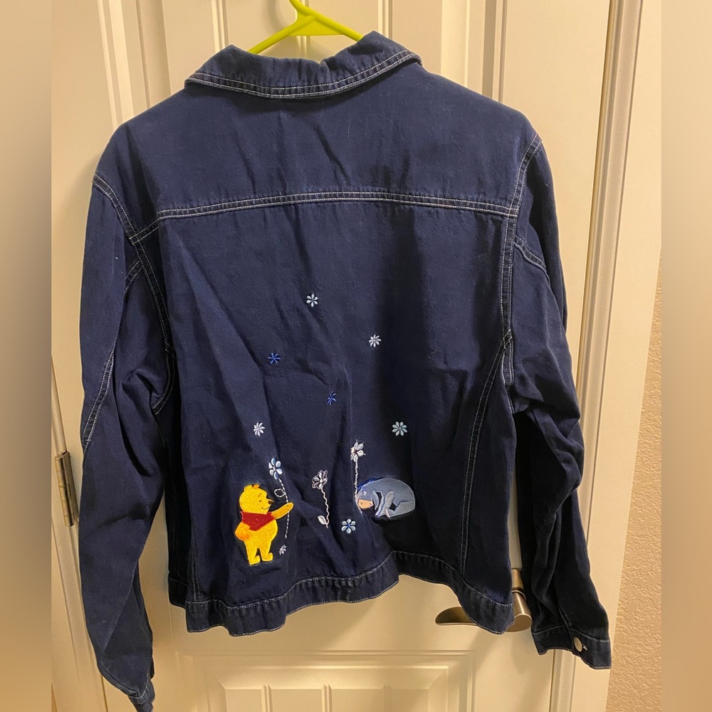 Disney Store Vintage Jeans Jacket XL Eeyore Winnie Pooh Embroidered Denim Coat